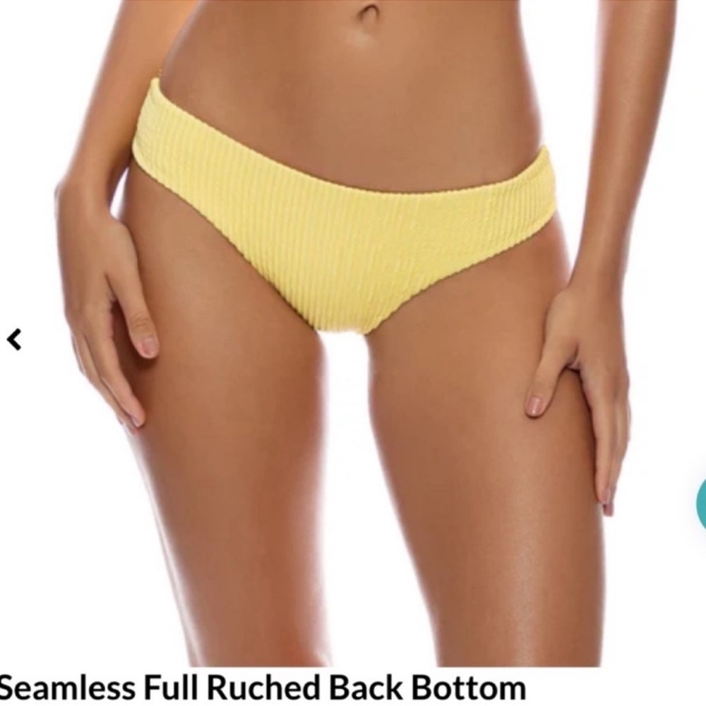 Luli Fama PURA CURIOSIDAD ribbed full ruched bikini bottom in yellow sun rays